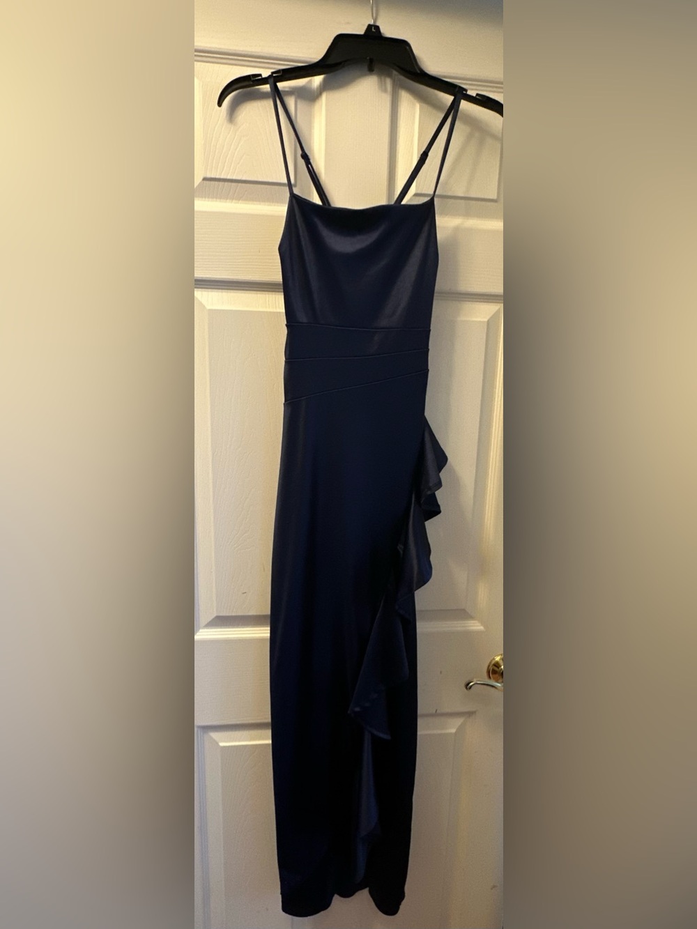 Lulu's Navy High-Low Ruffled Gown